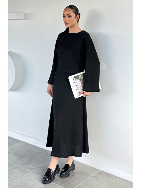 Gülseli Kadın Kendinden Desenli Bluz Etek İkili Takım - S000491744-19351