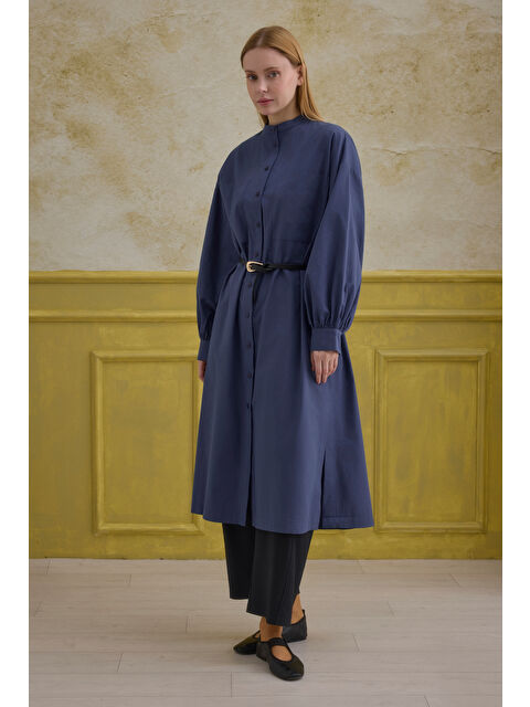 HE-QA Hakim Yaka Uzun Tunik Koyu Jean Mavi - S000524606-19393