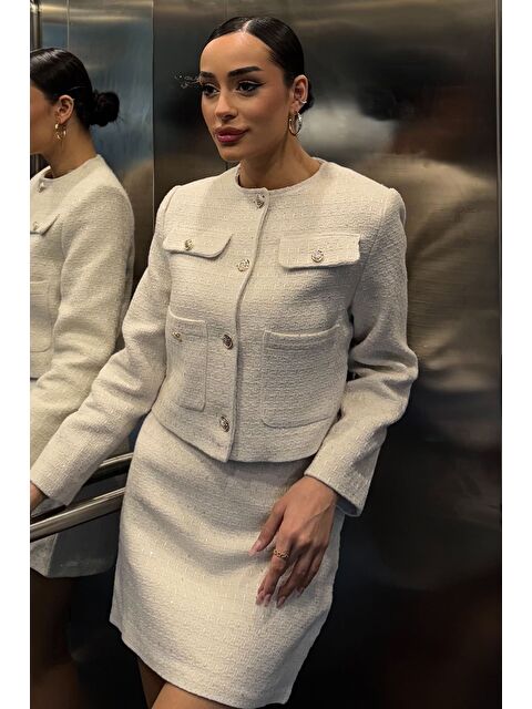 Gülseli Kadın Işıltılı Ceket Etek Tüvit İkili Takım - S000491748-19965