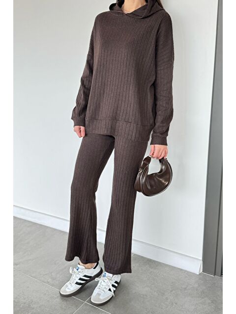 Gülseli Kapüşonlu Fitilli Sweat Pantolon İkili Takım - S000491749-19413