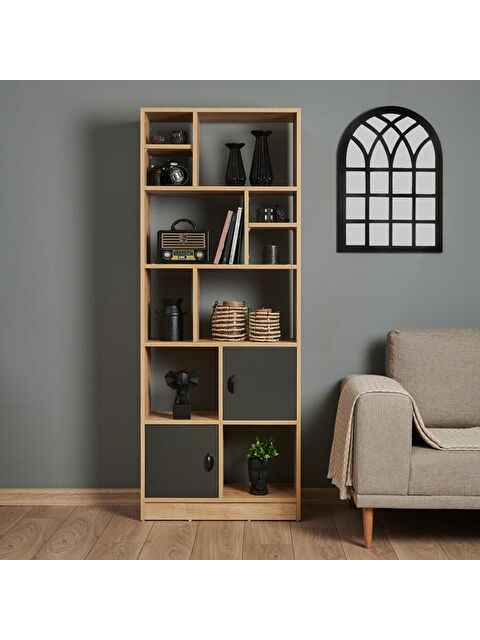 Just Home Julia Kitaplık - Safir Meşe / Antrasit - S000384241-37320