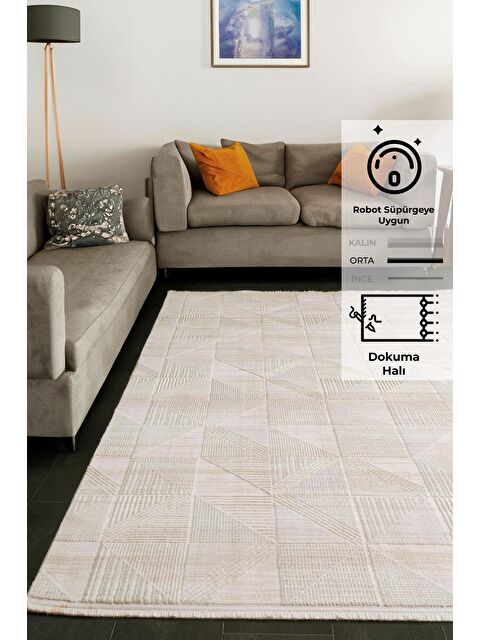 Konfor Halı Elex 5211 Bej Renkli Salon Mutfak Oturma Odası Halısı Modern Dokuma Halı-80x150 - S000246008-19928