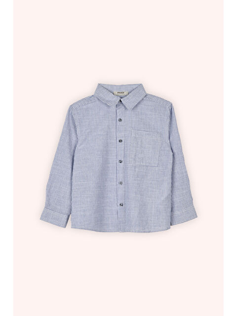 Panço Erkek Çocuk Çizgili Mavi Gömlek - S000514289-17234