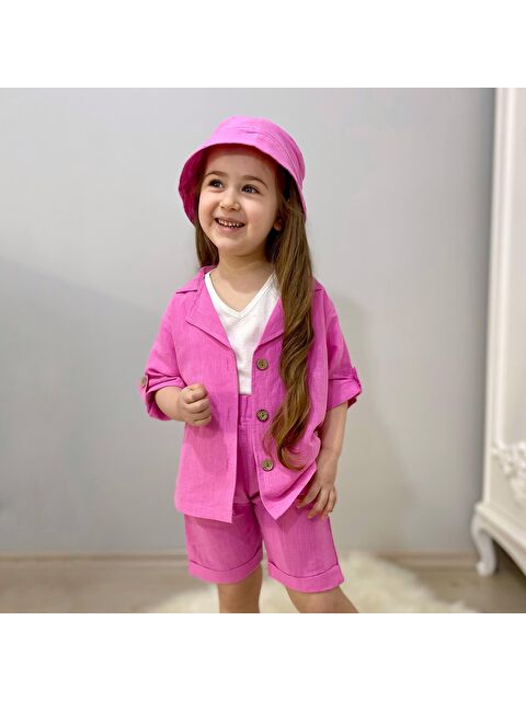Yami Mia Şapkalı Keten Çocuk 4'lü Takım - S000144958-20024