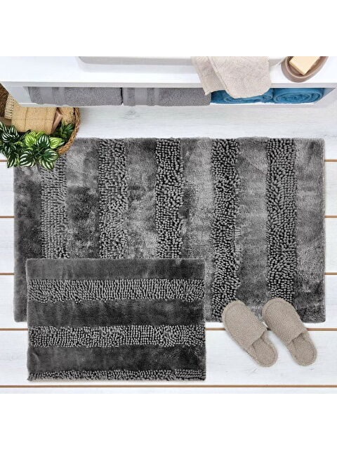 Evidea Soft Line 2'li Banyo Paspası - Antrasit - 60x90 cm + 45x60 cm - S000384254-29666