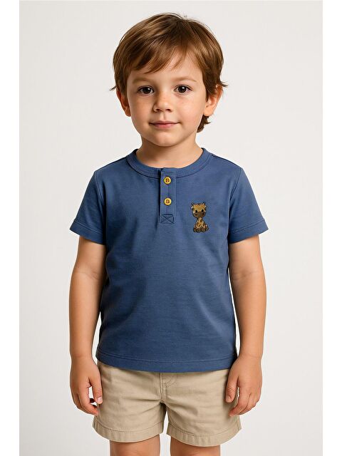 Luess Erkek Çocuk Zürafa Nakışlı Tişört (3-4 Yaş 8-9 Yaş) - S000377441-21164