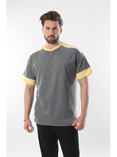 Madmext Füme Omzu Şerit Detaylı Erkek Tişört E7125 - S000350014-33408
