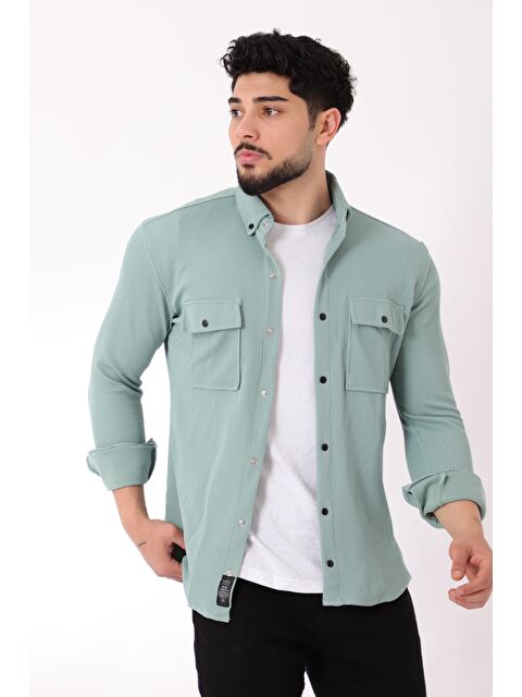 Stilkombin Çift Cep Kapaklı Örme Erkek Gömlek XC U16787_40292 - S000192293-34206