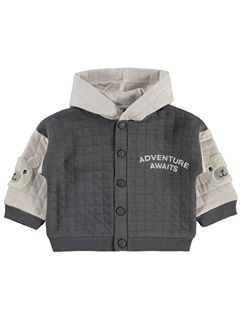 Civil Baby Kol Ayıcık Nakışlı 6-18 Ay Hırka - Gri 6-9 Ay - S000526633-29351