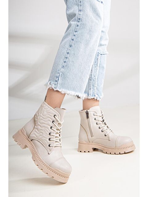 Daxtors D1077 Kadın Desenli Kalın Taban Tırtıklı Kışlık Bot