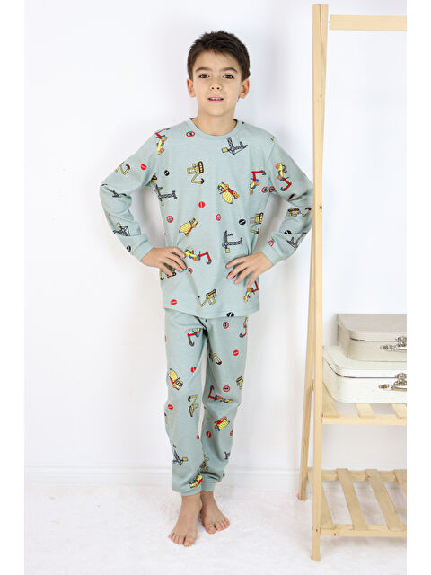 Harika Kids Erkek Çocuk Baskılı interlok Kumaş Uzun Kollu Pijama Takımı - S000147343-29488