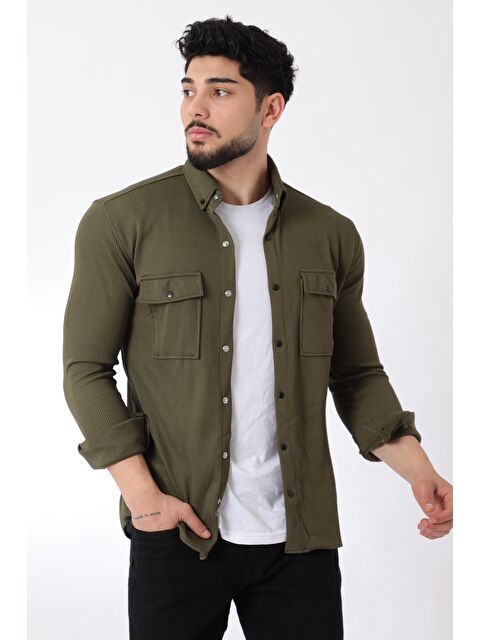 Stilkombin Çift Cep Kapaklı Örme Erkek Gömlek XC U16787_40292 - S000192293-18547