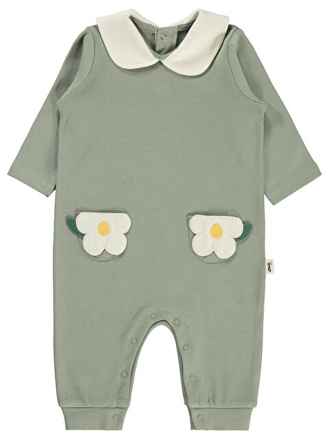 Civil Baby Çiçek Cep Baskı 6-18 Ay Tulum - Yeşil 6-9 Ay - S000526635-14939