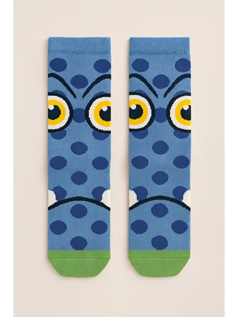 Katia And Bony Çocuk Canavar Desenli Dizaltı Çorap Mavi - S000487280-23173
