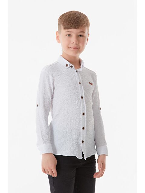 Fullamoda Nakışlı Bürümcük Kumaş Erkek Çocuk Gömlek - S000247896-20063