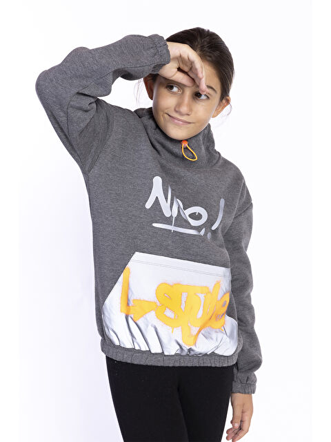 Toontoykids Kız Çocuk Bol Yaka Reklektörlü Kanguru Cepli Sweatshirt - S000274338-29666