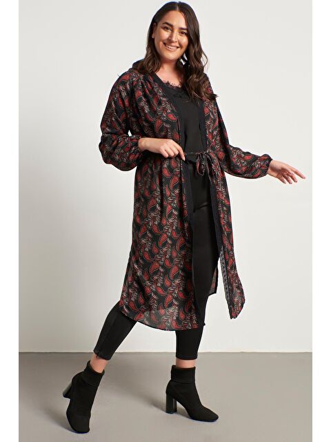 Mylinemoda Dantel Şerit Detay Uzun Kimono - S000242400-19351