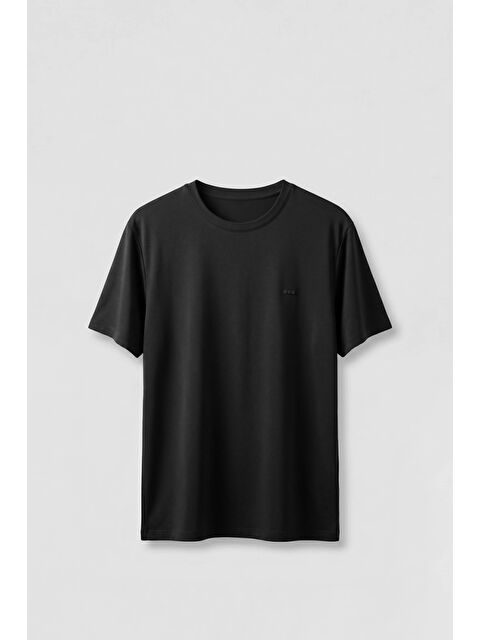 Abluka Online Erkek Slim Fit Bisiklet Yaka Basic T-Shirt Siyah