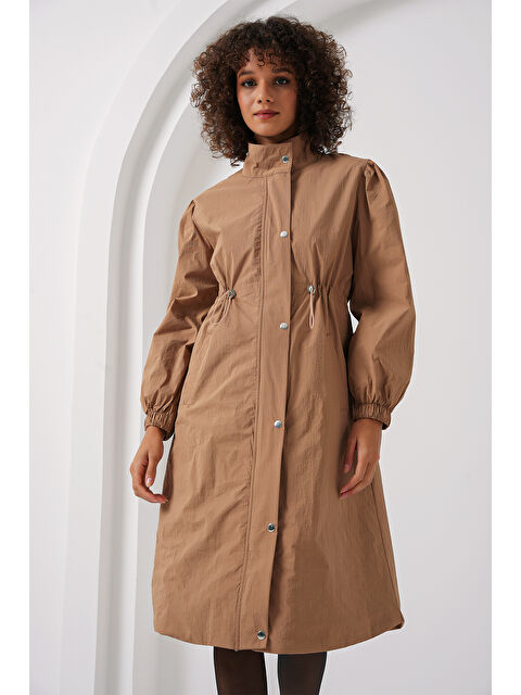 Bigdart 5939 Astarlı Uzun Trençkot - Camel - S000298974-37258