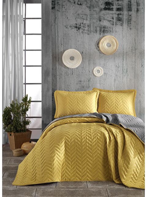 Nordqueen %100 Pamuk Çift Kişilik Yatak Örtüsü Prestige Sarı - S000124374-20072