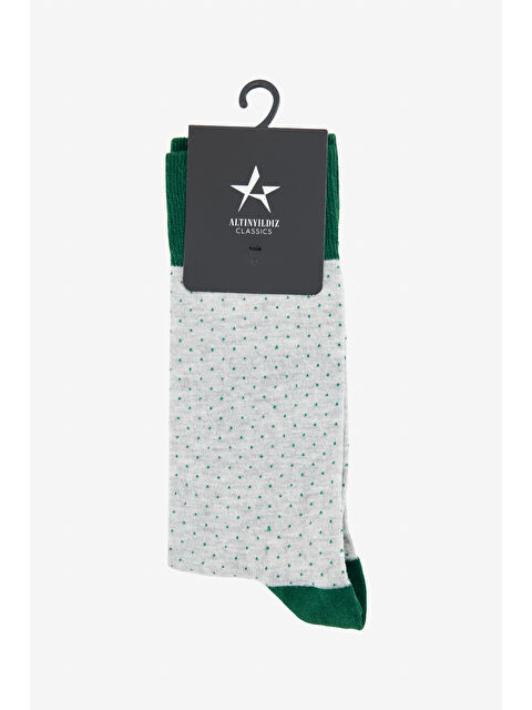 Altınyıldız Classics Erkek Gri-Yeşil Pamuklu Desenli Esnek Tekli Soket Çorap - S000413192-37290