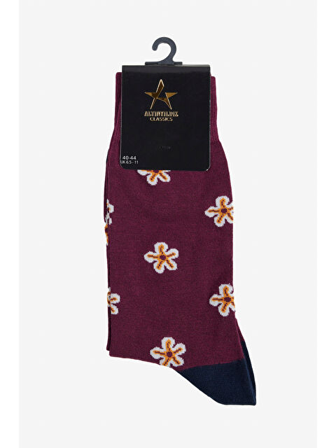 Altınyıldız Classics Erkek Bordo-Lacivert Tekli Bambulu Soket Çorap - S000413190-37253