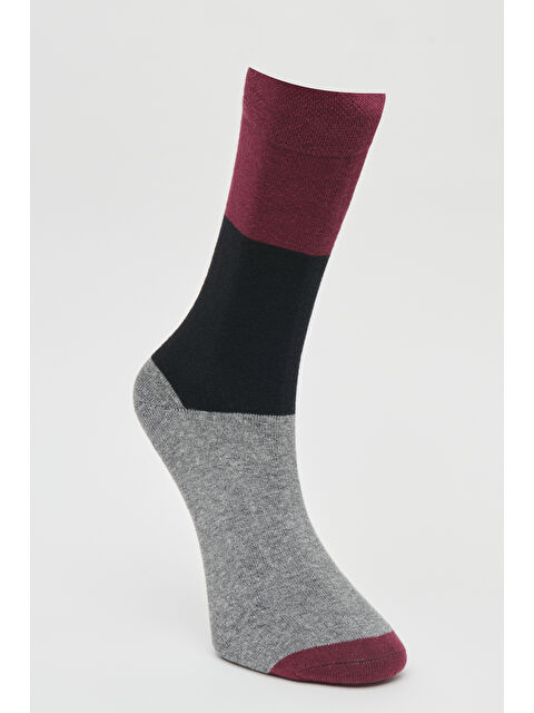 Altınyıldız Classics Erkek Bordo-Gri Desenli Soket Çorap - S000413193-37582