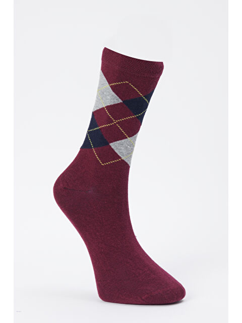 Altınyıldız Classics Erkek Bordo-Lacivert Desenli Soket Çorap - S000413195-37253