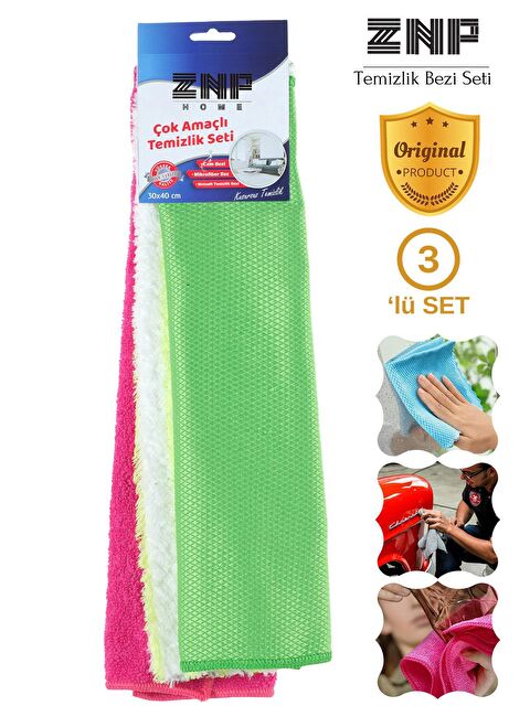 Znp Home Cloth | Çok Amaçlı 3'Lü Temizlik Bezi Seti 30x40 Cm - S000227271-18194