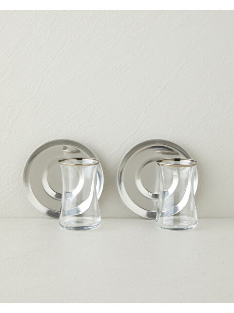 English Home Elise Çelik 4 Parça 2 Kişilik Çay Seti 170 ml Silver - S000503642-18105