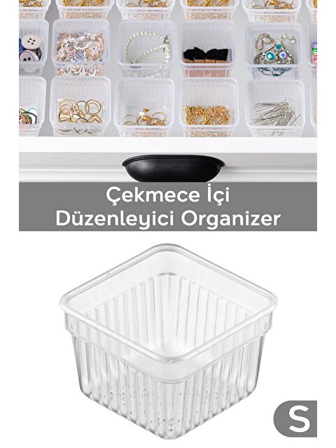 Meleni Home Modüler Çekmece İçi Düzenleyici Banyo Makyaj Takı Organizer Ofis Düzenleyici 7 8 x 7 8 cm Şeffaf - S000385577-26865