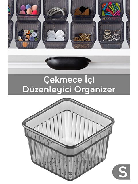 Meleni Home Modüler Çekmece İçi Düzenleyici Banyo Makyaj Takı Organizer Ofis Düzenleyici 7 8 x 7 8 cm Antrasit - S000385578-29666