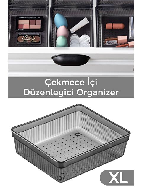 Meleni Home Modüler Çekmece İçi Düzenleyici Banyo Makyaj Takı Organizer Ofis Düzenleyici 15 2x15 2cm Antrasit - S000385580-29666