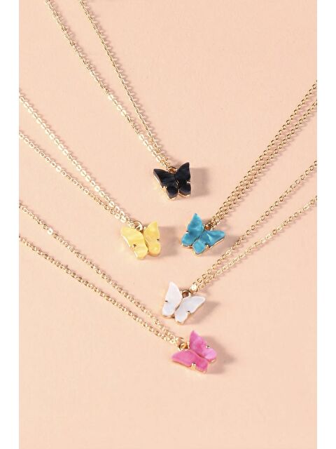 New Obsessions Kelebek Uçlu Düz Zincir Kolye 5'li Paket - S000177742-27074