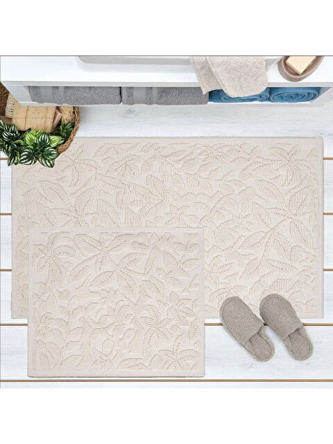 Evidea Soft Barg 2'li Banyo Paspası - Ekru - 60x100 cm + 50x60 cm - S000366404-19965