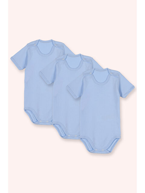 Panço Yenidoğan Kısa Kollu Çıtçıtlı 3'lü Mavi Body - S000527347-17234