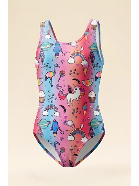 Modanino Kız Çocuk Mayokini - Görsel Desenli-2-6 Yaş 12616N