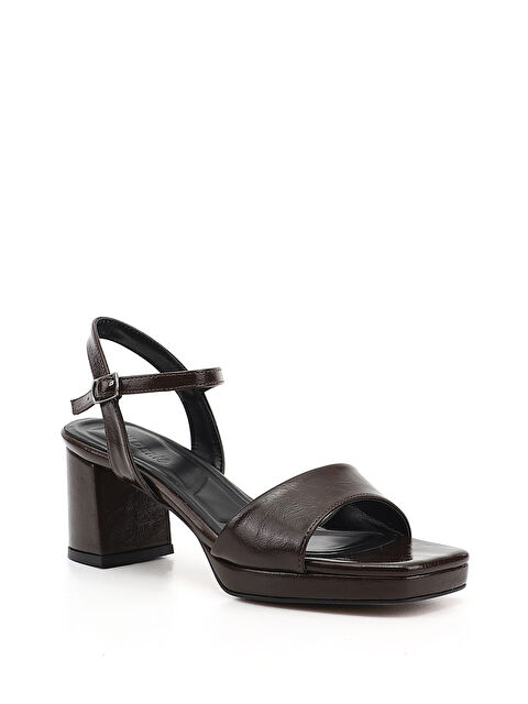 GÖNDERİ(R) Kadın KAHVERENGİ Bilekten Bağlı Platform Topuklu Sandalet