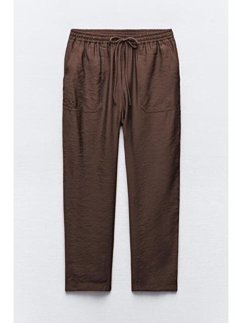 Madmext Kahverengi Ayarlanabilir Bel Rahat Kesim Pantolon Mg2161 - S000246368-19413