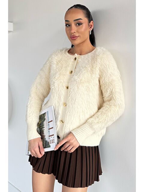 Gülseli Kadın Ön Düğmeli Sakallı Triko Ceket - S000491763-19966