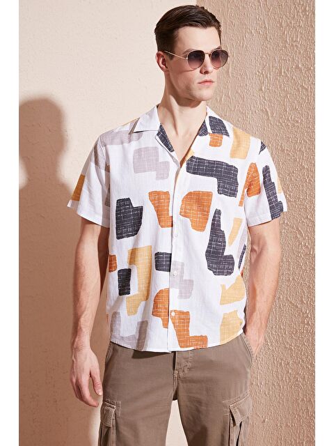 Buratti Pamuklu Regular Fit Apaş Yaka Kısa Kollu Erkek %100 Pamuk Gömlek CF24S117507 - S000187027-25636