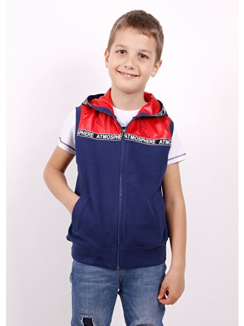 Toontoykids Erkek Çocuk Şeritli Kapüşonlu Yelek - S000372633-21164