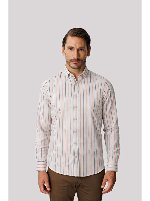 igs Somon İnce Çizgili Dynamic Fit Uzun Kollu Gömlek