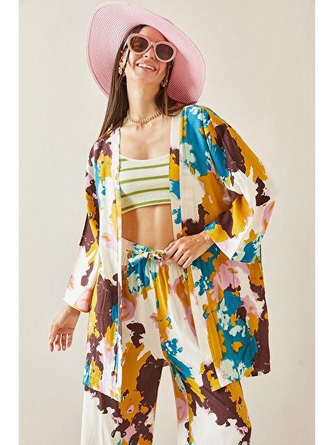 Xhan Hardal Batik Desenli Kimono 5YXK4-48830-37 - S000236605-7379