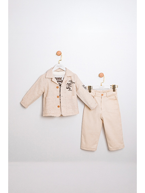 Magu Erkek Çocuk Nakış Detaylı Ceket  Tişört Ve Pantolon Takımı   3 Lü Set  Ve Rahat - S000383284-19928
