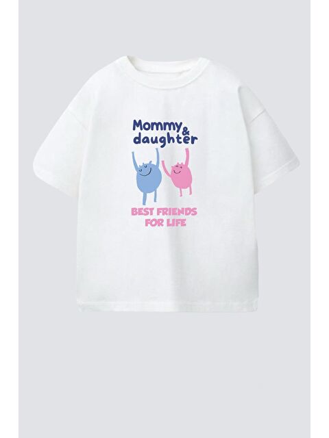 Monila Kız Çocuk Pamuklu Baskılı Anne Kız Yazılı T-Shirt