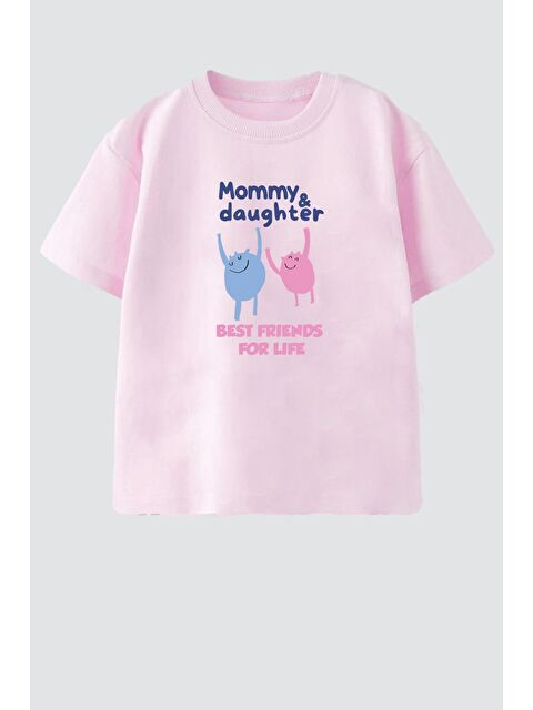 Monila Kız Çocuk Pamuklu Baskılı Anne Kız Yazılı T-Shirt