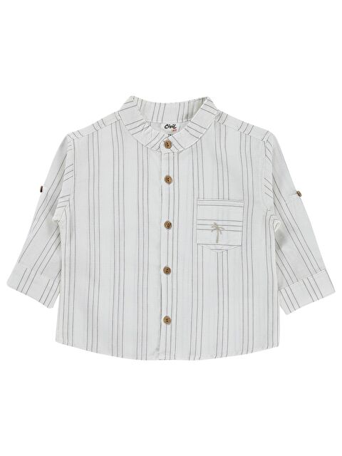 Civil Baby Çizgili 6-18 Ay Gömlek - Ekru 18-24 Ay - S000526638-19965
