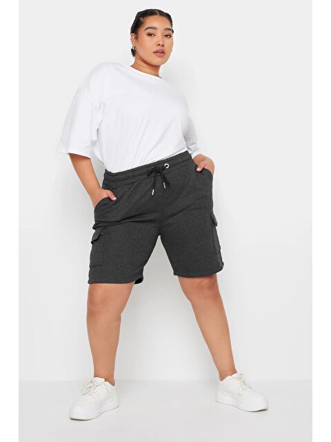 Stil Diva Büyük Beden Cepli Beli Büzgülü Bol Kesim Jogger Şort 303196 - S000196872-29666