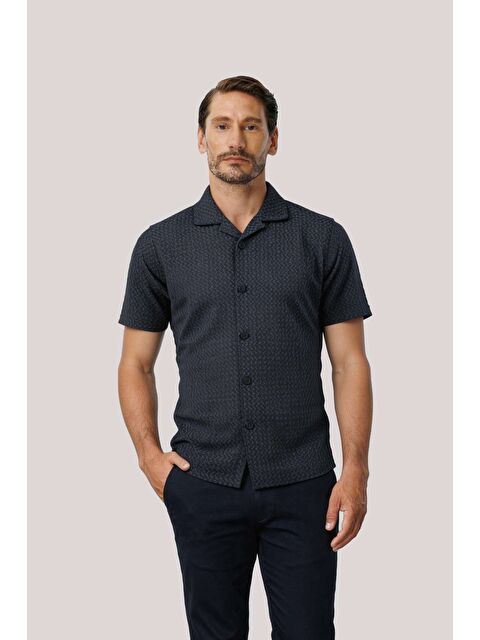 igs Erkek Mavi Desenli Kamp Yaka Gömlek – Ve Modern Yazlık